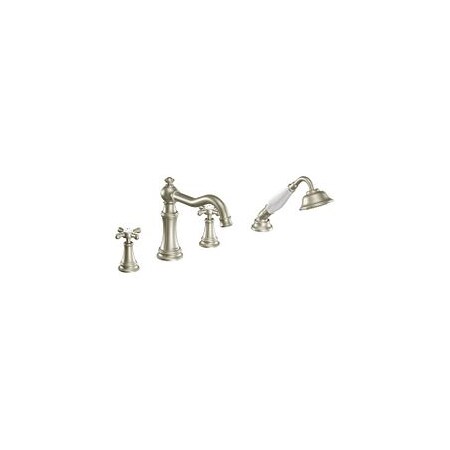 Moen Two-Handle Roman Tub Faucet Includes Hand Shower Brushed Nickel TS21102BN